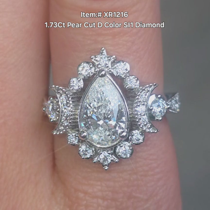 DovEggs Pear cut Lab Diamond Ring sparkling in sunlight video.