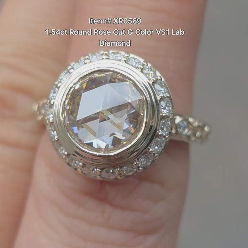 1.54ct Round Rose Cut G Color VS1 Lab Diamond