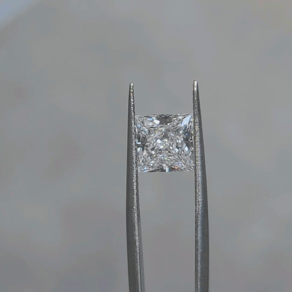 3.06ct princess cut D color diamond sparkling in natural sunlight