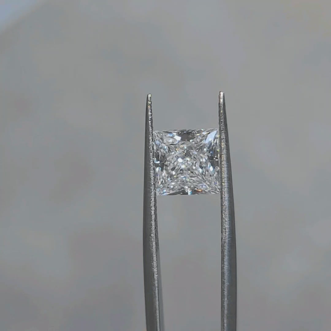 3.06ct princess cut D color diamond sparkling in natural sunlight