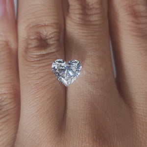 Stackable ring video of 2.160ct heart diamond in warm light
