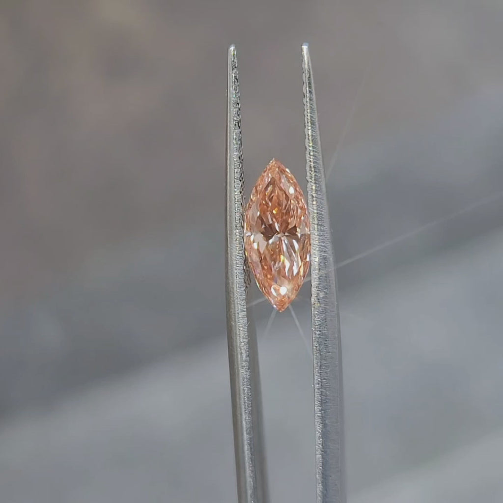 2.03ct marquise cut pink diamond video showing elongated shape in sunlight