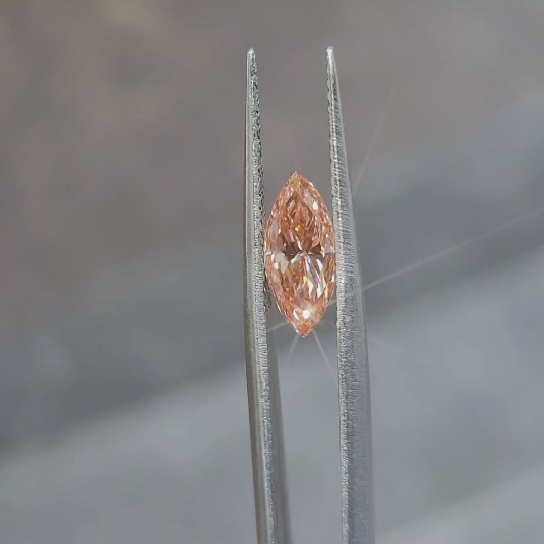 2.03ct marquise cut pink diamond video showing elongated shape in sunlight