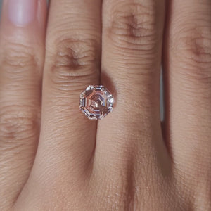 Designer jewelry video of 2.56ct pink octagon diamond in studio lighting