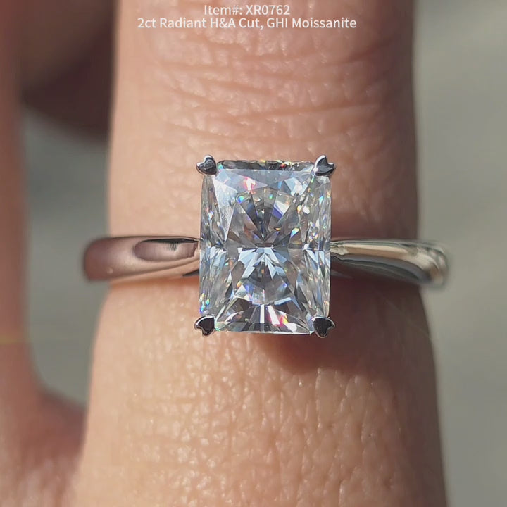 DovEggs XR0762  solitaire moissanite radiant cut engagement ring