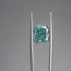 Color depth video of 5.122ct cushion cut fancy intense green