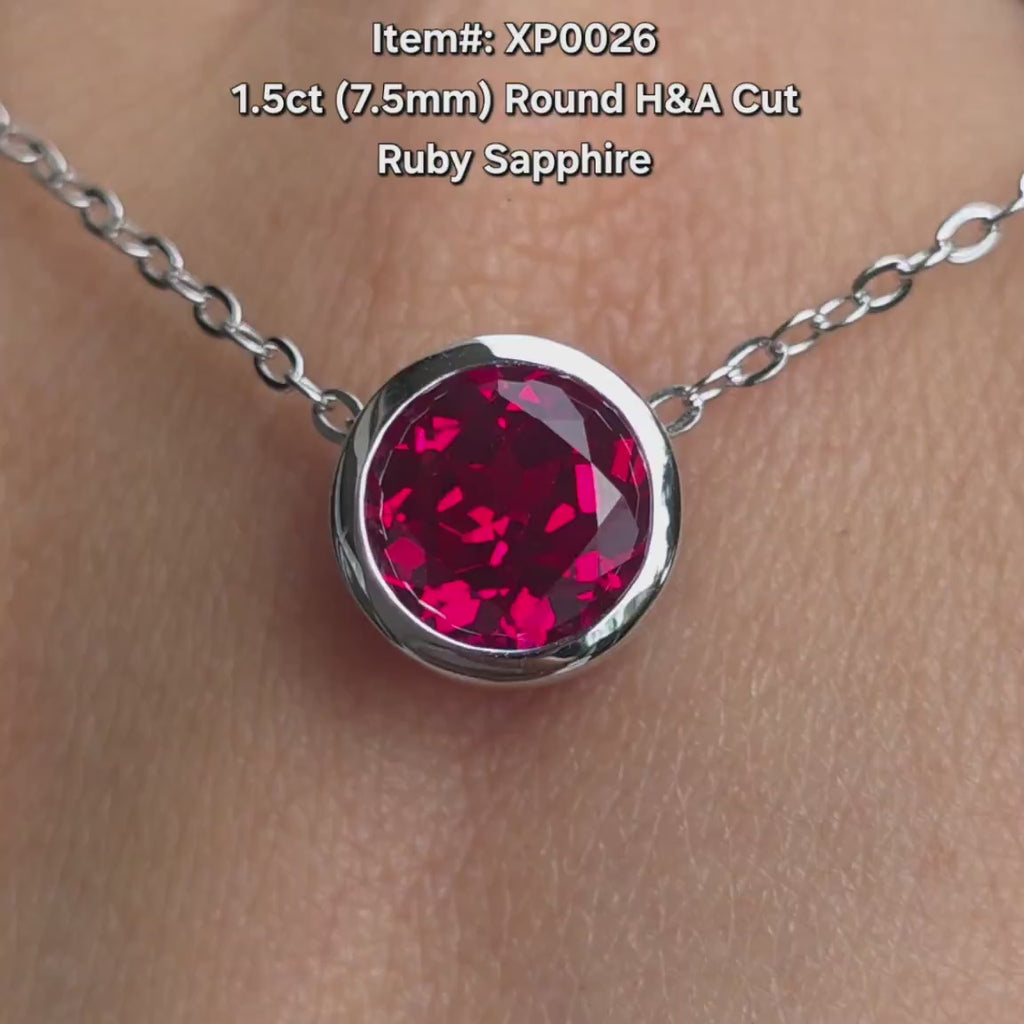 DovEggs round solitaire ruby sapphire pendant necklace video
