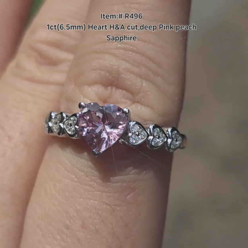 DovEggs heart side stones pink sapphire engagement ring video
