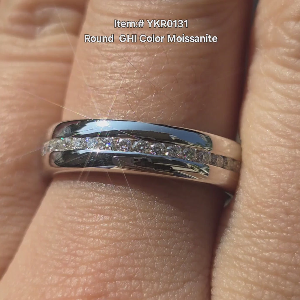 DovEggs moissanite pave wedding band sparkling in sunlight video