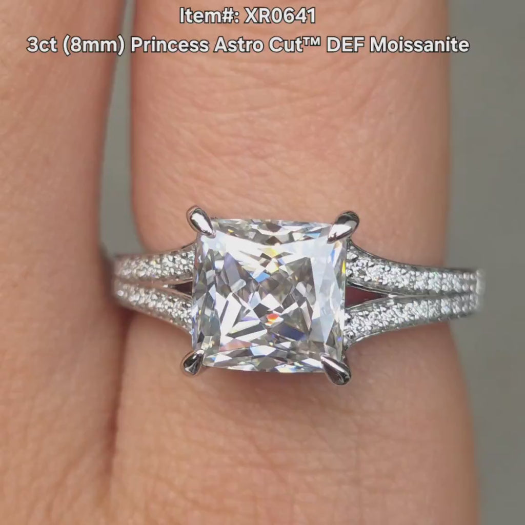 Doveggs princess pave split shank moissanite engagement ring video