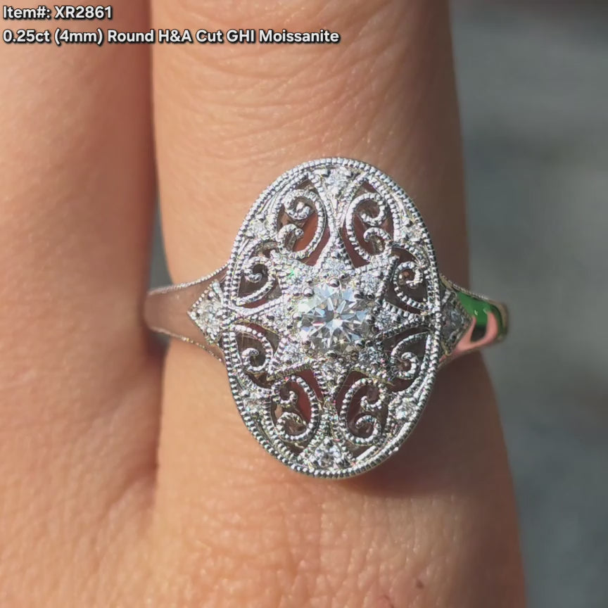  DovEggs round moissanite ring sparkling in sunlight video
