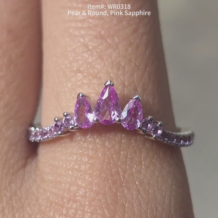 DovEggs pink sapphire wedding band sparkling in sunlight video