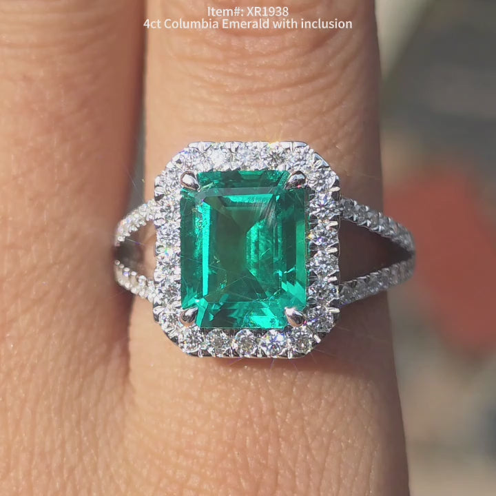 DovEggs Columbia Emerald with inclusion moissanit on hand video