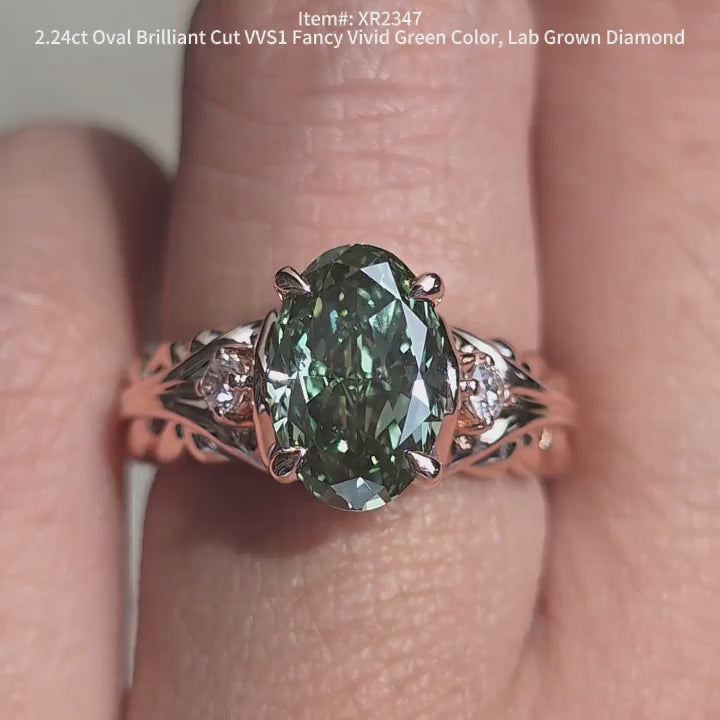 DovEggs oval lab diamond engagement ring sparkling in sunlight video