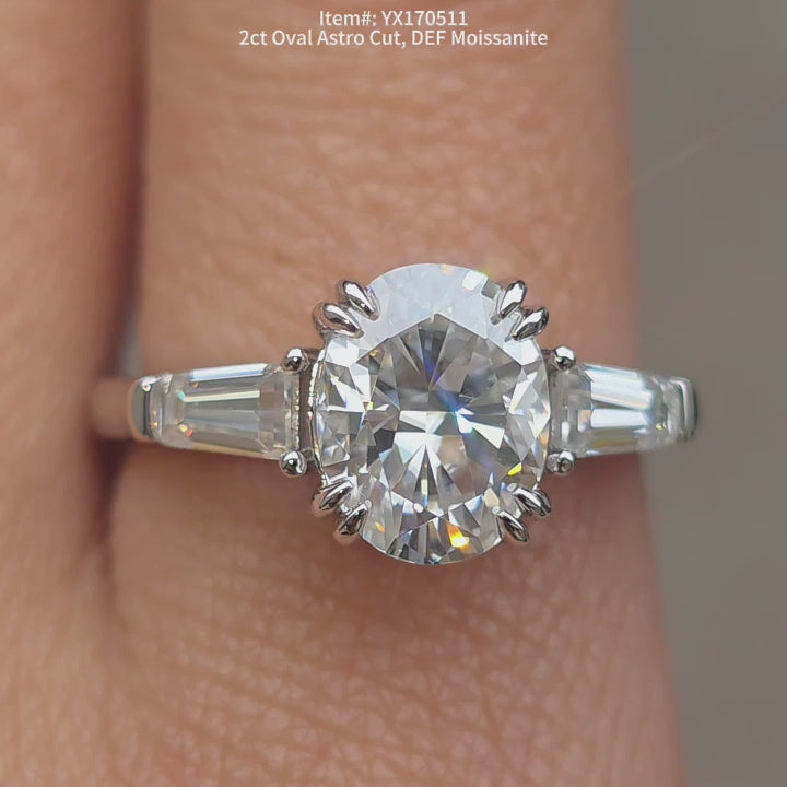 2ct Oval Astro Cut, DEF Moissanite