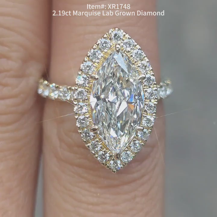 DovEggs Marquise lab diamond ring sparkling in sunlight video