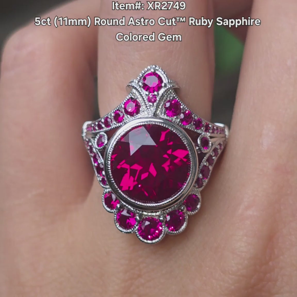 DovEggs Round Ruby engagement ring sparkling in sunlight video