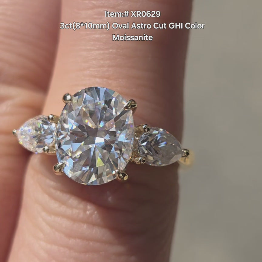 3ct(8*10mm) Oval Astro Cut GHI Color Moissanite