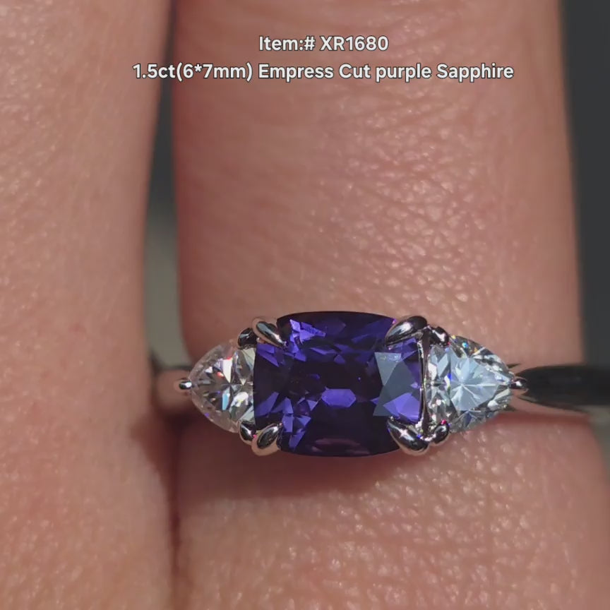 DovEggs Empress purple sapphire ring sparkling in sunlight video
