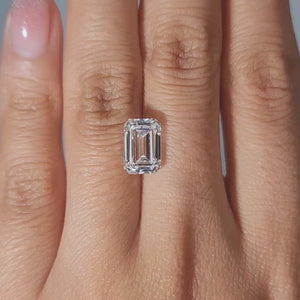 Close-up slow motion of emerald step cuts in 3.20ct lab diamond