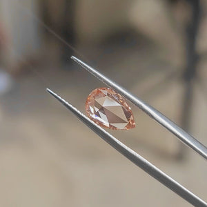 Outdoor video of 2.21ct pear rose cut's teardrop shape and pink brilliance"