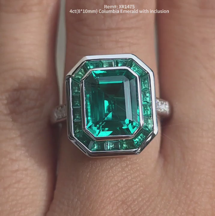 DovEggs Columbia Emerald engagement ring sparkling in sunlight video
