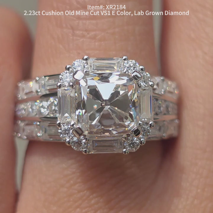 2.23ct Cushion Old Mine Cut VS1 E Color, Lab Grown Diamond