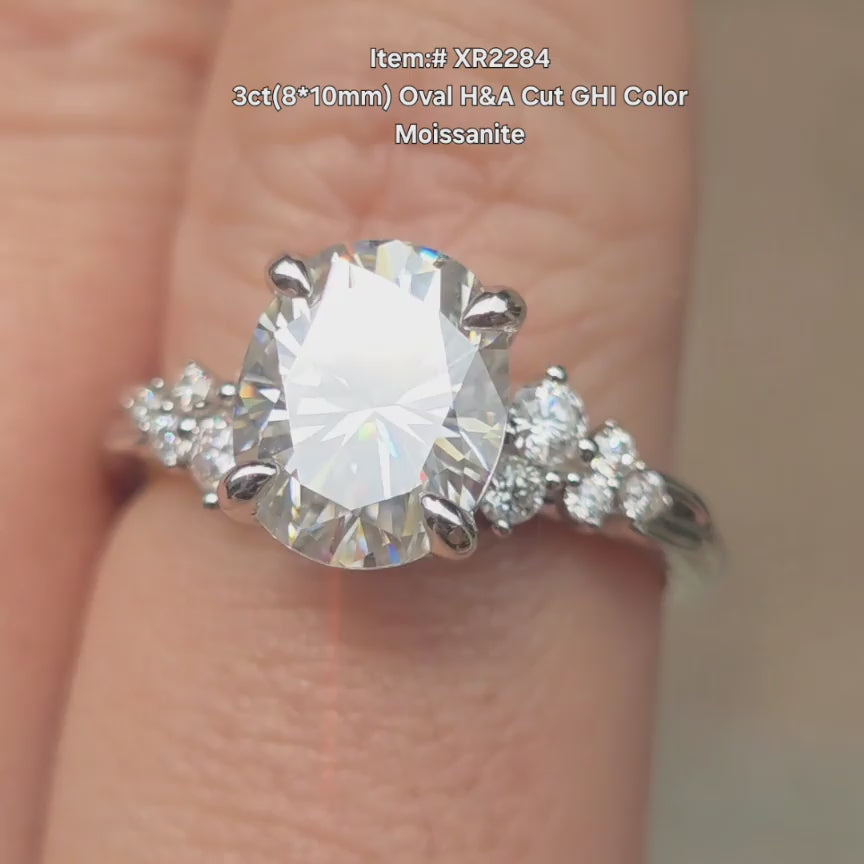 DovEggs H&A cut Oval moissanite moissanite ring sparkling in sunlight video