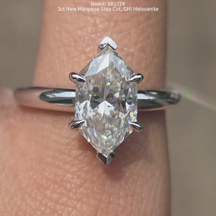 DovEggs 1ct New marquise cut moissanite ring sparkling in sunlight video.