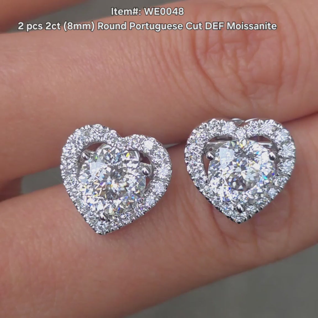 DovEggs Portuguese round moissanite earrings sparkling in sunlight video
