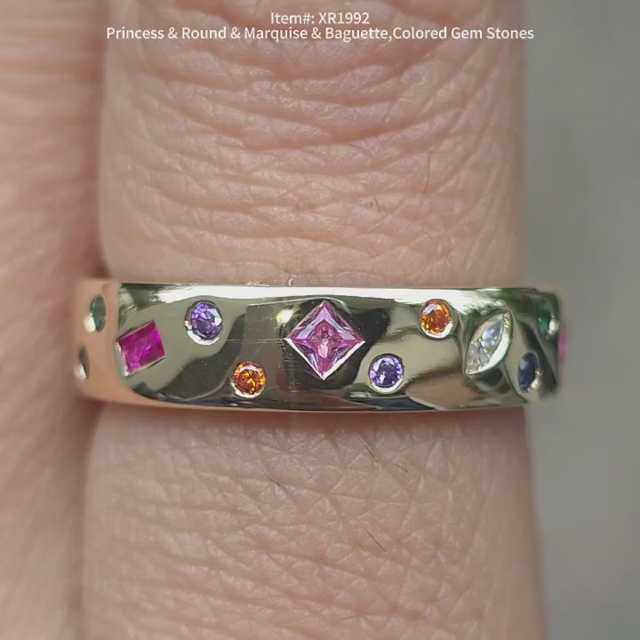 DovEggs colored gem stones wedding band video