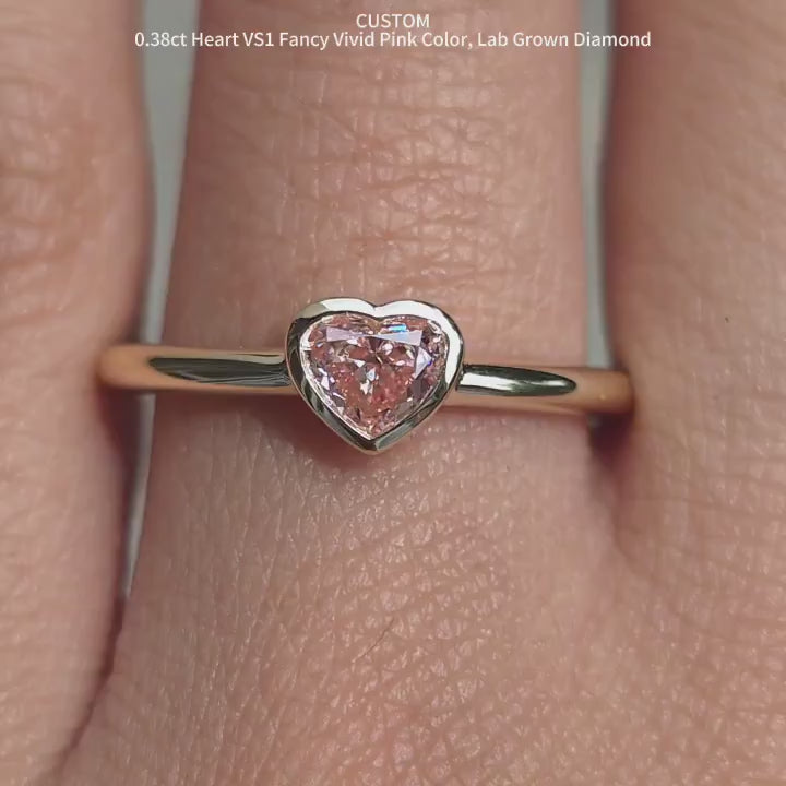 DovEggs bezel heart pink lab diamond engagement ring video