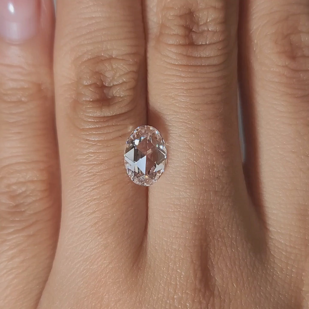 2.009ct Oval Rose Cut D color VS1 diamond in indoorlight