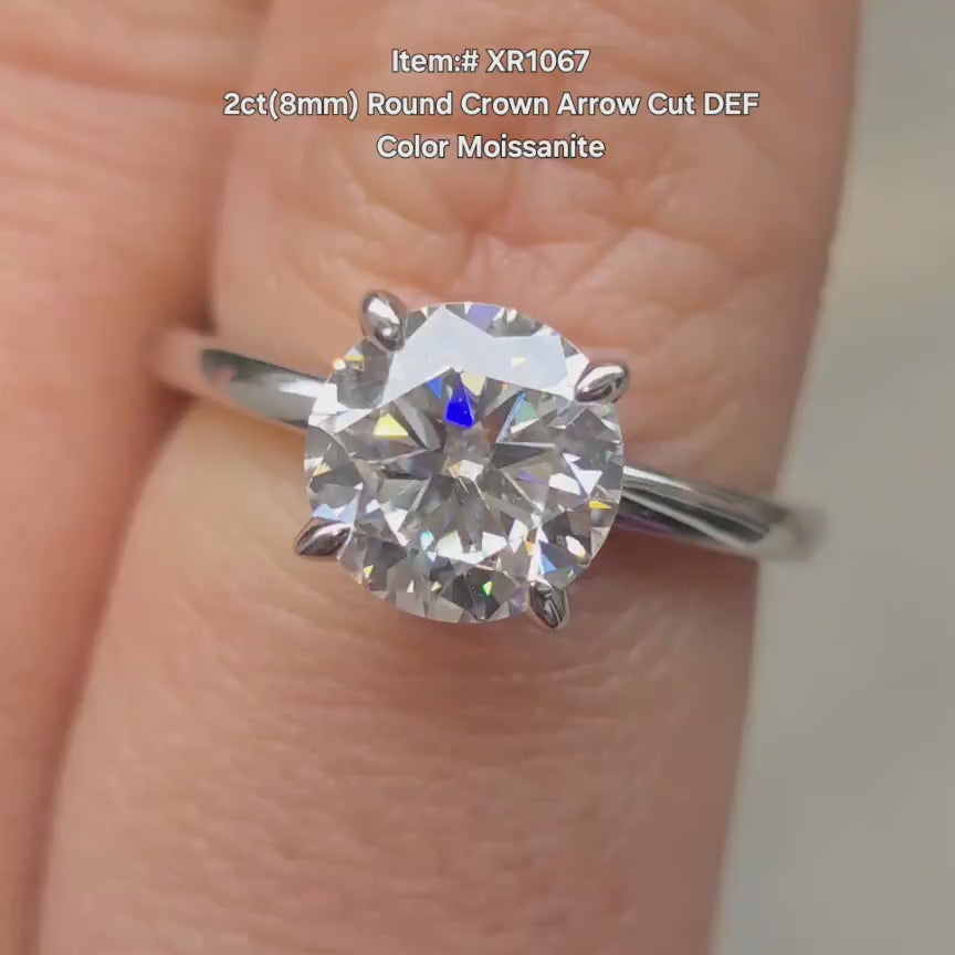 Doveggs solitaire round crown arrow cut moissanite engagement ring