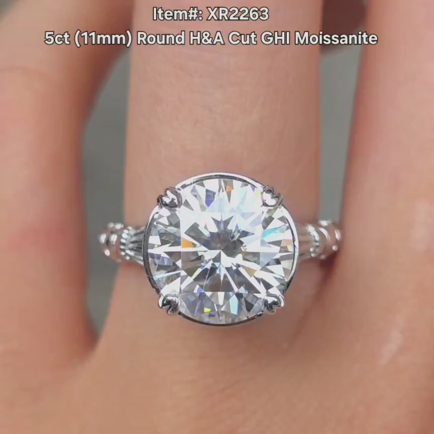 DovEggs round heirloom solitaire vintage art deco moissanite engagement ring video