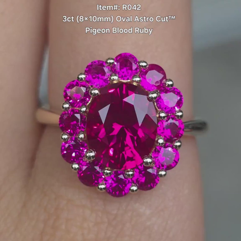 DovEggs oval astro cut ruby sapphire engagement ring video