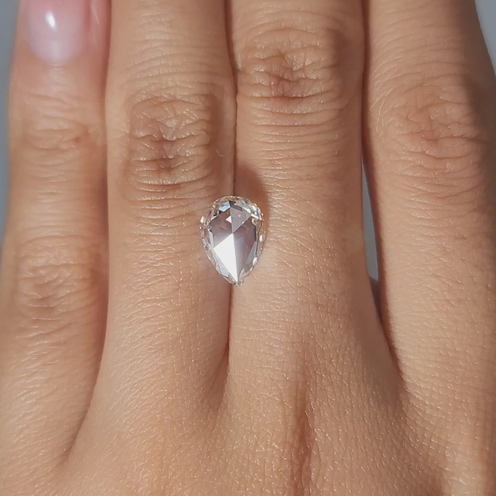 1.95ct Lab-Grown Pear Diamond Ring in Warm Light – VS1 Clarity, Rose Cut Elegance