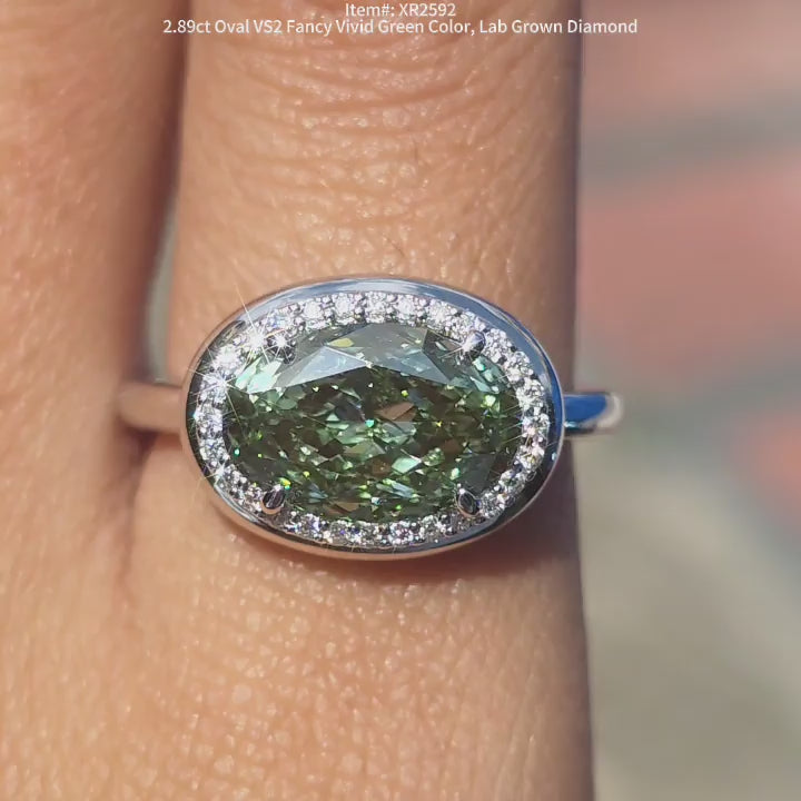 DovEggs oval lab diamond ring sparkling in sunlight video