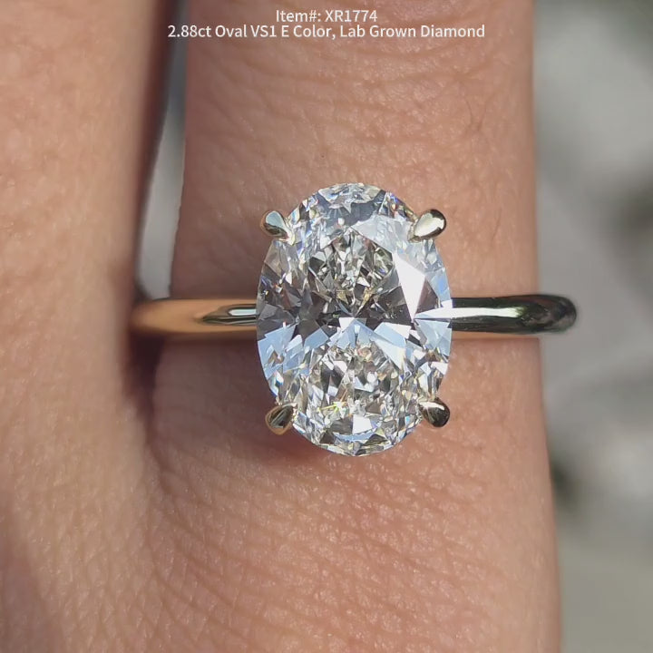 DovEggs 2.88ct Oval Shaped Lab Grown Diamond Ring – Solitaire Engagement Ring for Women
