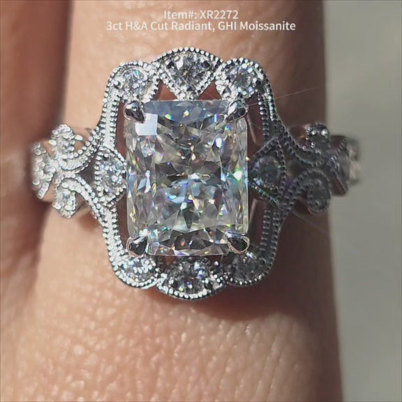 3ct H&A Cut Radiant GHI Moissanite