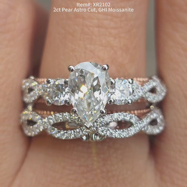 2ct Pear Astro Cut, GHI Moissanite