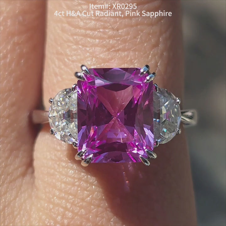 Three stones custom lab diamond Engagement Ring with moissanite | DovEggs