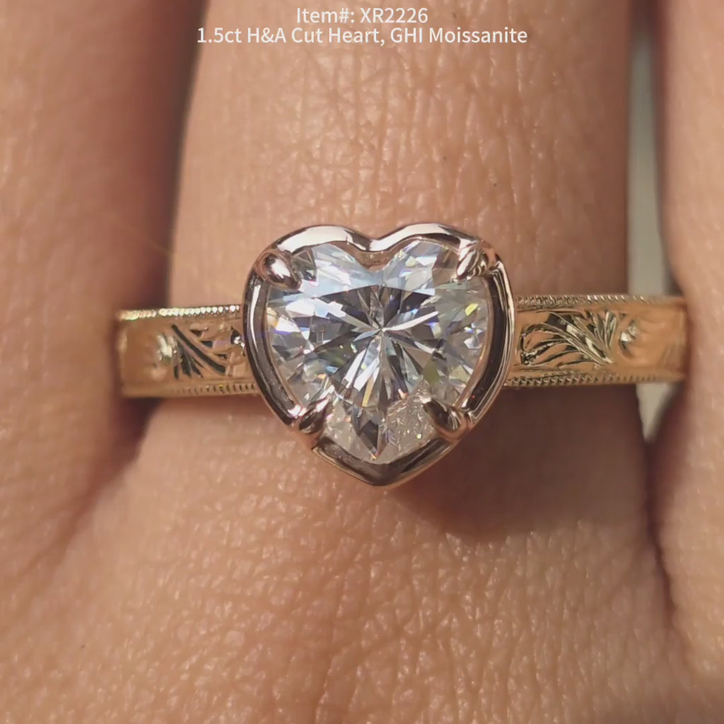 DovEggs Heart  moissanite ring sparkling in sunlight video.