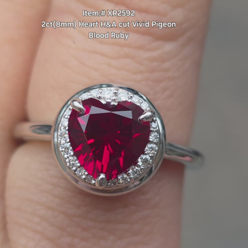 2ct(8mm) Heart H&A cut Vivid Pigeon
Blood Ruby