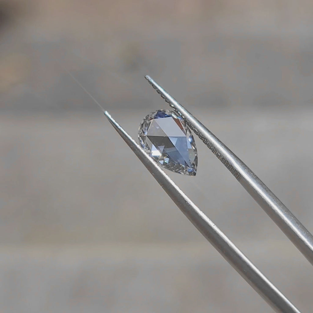 2.22ct Pear Rose Cut Lab Diamond (D/VS1) Glowing in Sunlight – Ethical & Stunning