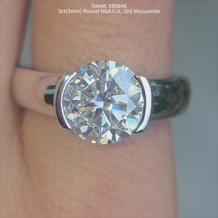 DovEggs round solitaire moissanite engagement ring video