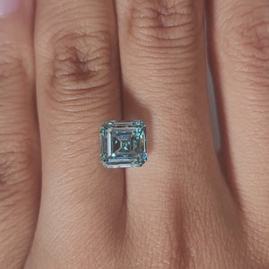 Warm light play in asscher diamond