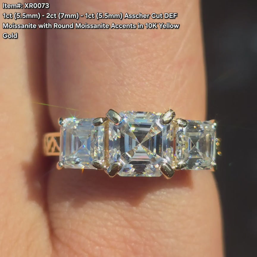 DovEggs Asscher moissanite ring sparkling in sunlight video