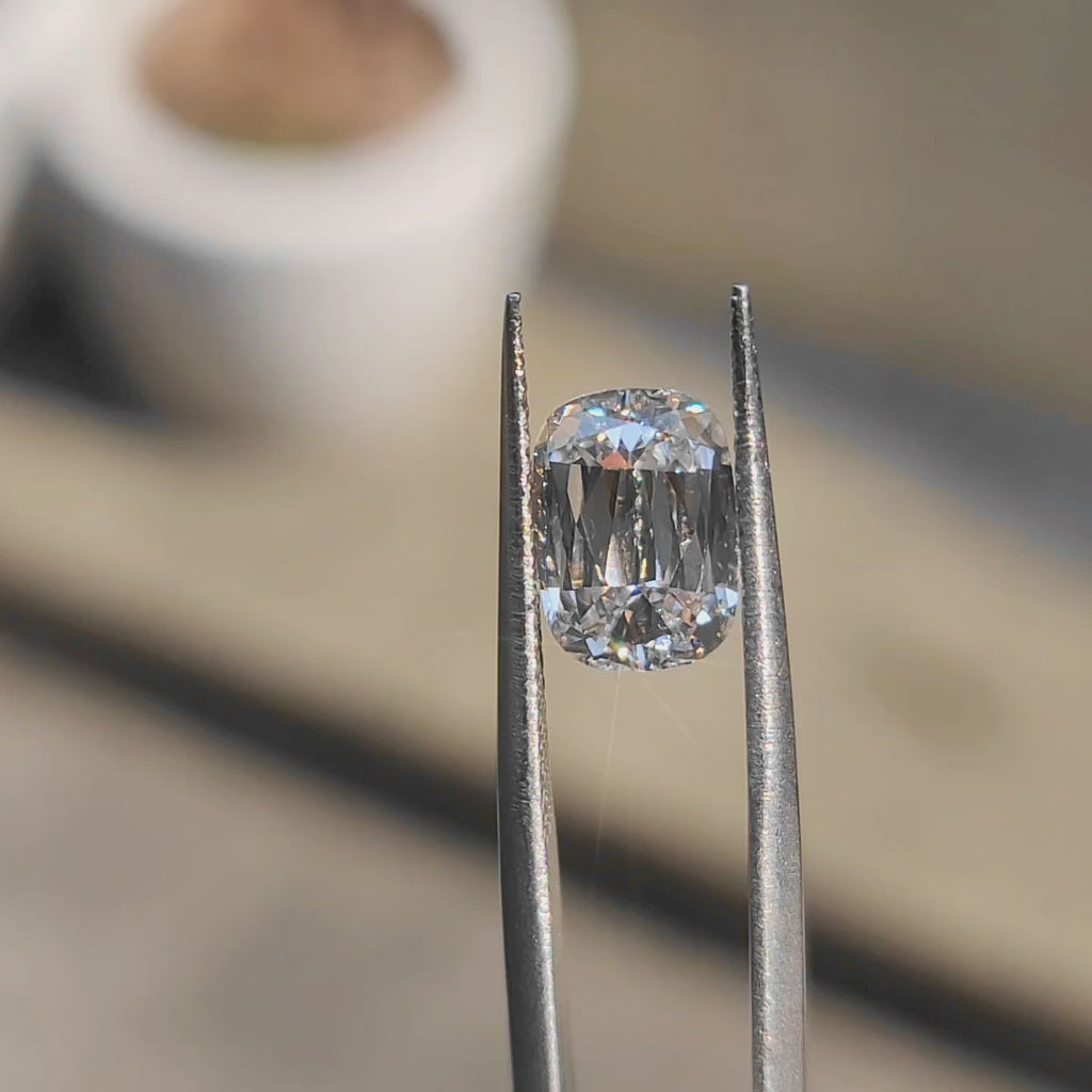 Top-down view of Modified elongated cushion's unique faceting