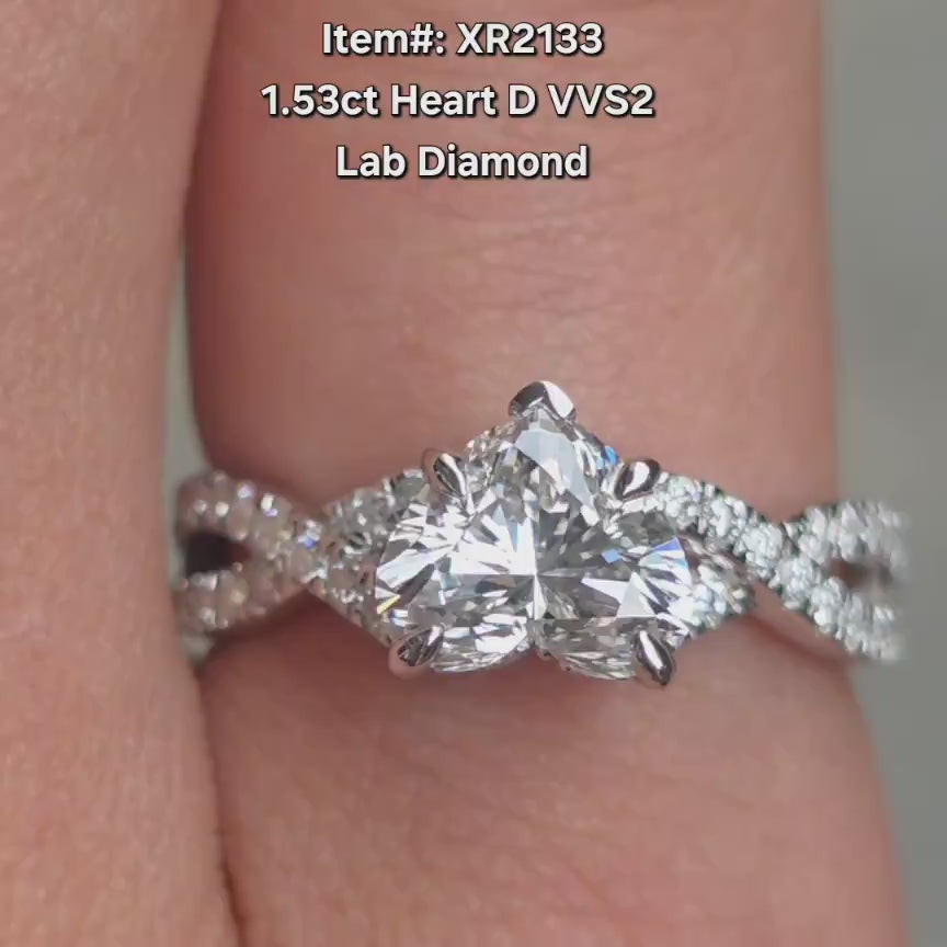 DovEggs heart pave lab diamond engagement ring video